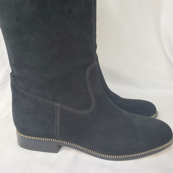Michael Kors Black Suede Bayview Riding Boot Knee High Sz 7 - Picture 9 of 16